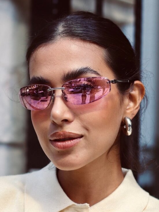Miu Miu Women Sunglasses Silver Pink Wraparound MUA50S 1BC70J NEW AUTHENTIC main image 14